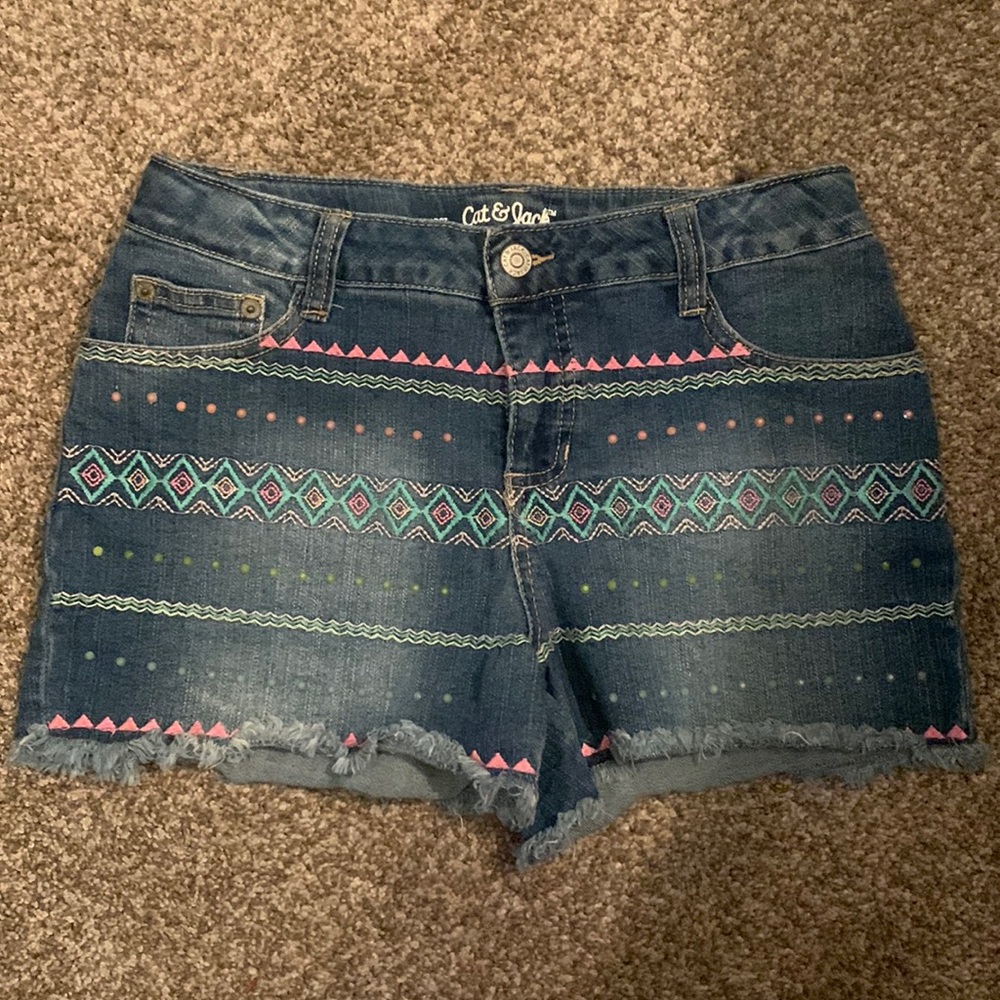 Girl's bedazzled denim shorts